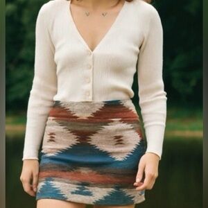 American Eagle Outfitters Mini Skirt - Red, Blue, Cream